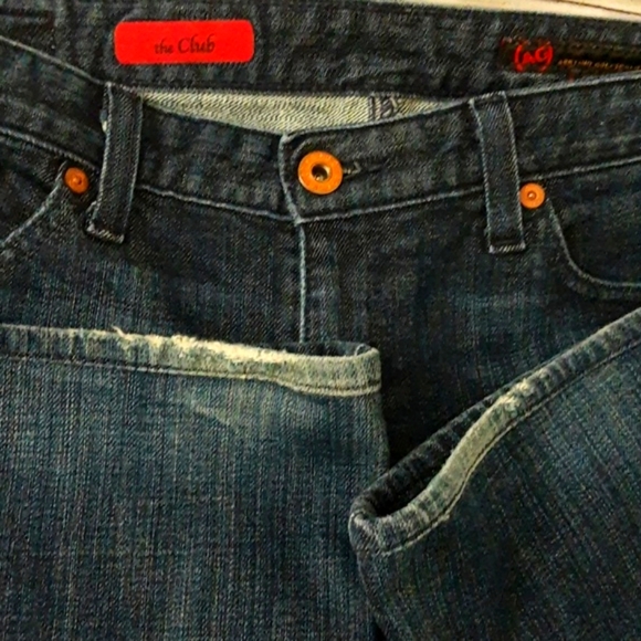 AG the Club Low Rise Bootcut Flare Medium Dark Wash Blue Denim Jeans 30R - Picture 3 of 15